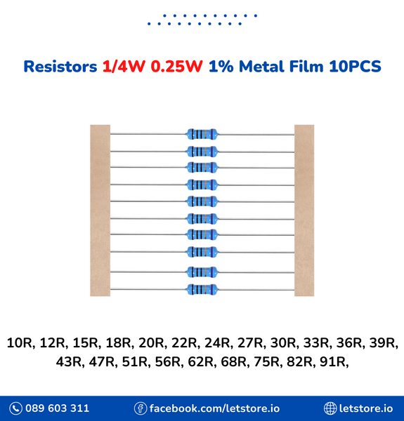 Resistor 10R-91R 1/4W 0.25W 1% Metal Film