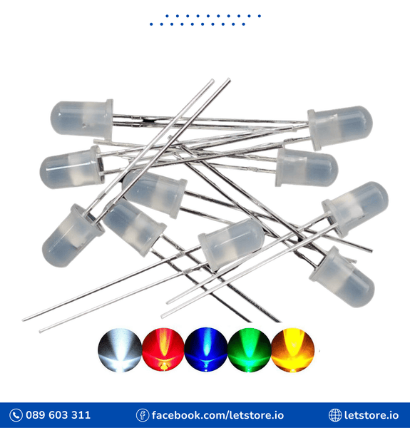 10PCS LED 5MM Round Diffused Light Emitting Diode Red Blue Yellow Green White Color