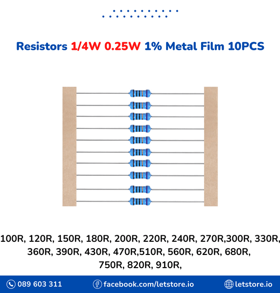 Resistor 100R-910R 1/4W 0.25W 1% Metal Film