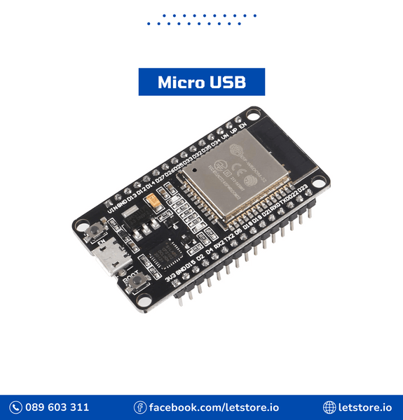 Micro USB (CP2102) 30 Pin Nodemcu ESP32 Microcontroller WiFi & Bluetooth