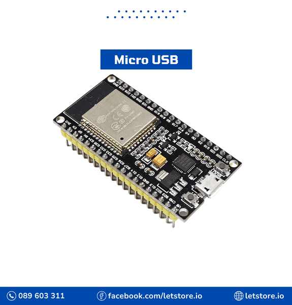 Micro USB (CP2102) 38 Pin Nodemcu ESP32 Microcontroller WiFi & Bluetooth