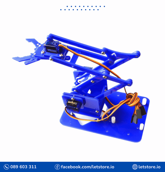DIY Blue Acrylic Robot Arm Manipulator Mechanical Arm Kit (including 4 Servo sg90 )
