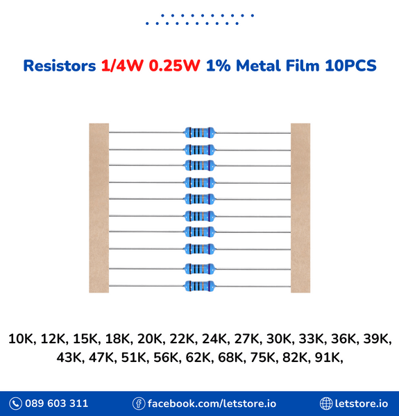 Resistor 10K-91K 1/4W 0.25W 1% Metal Film