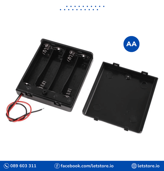 4X 1.5V AA Battery Holder With Cover And On/Off Switch