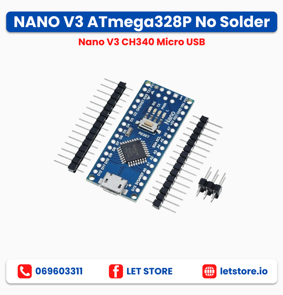 Nano V3 ATmega328P No Soldering
