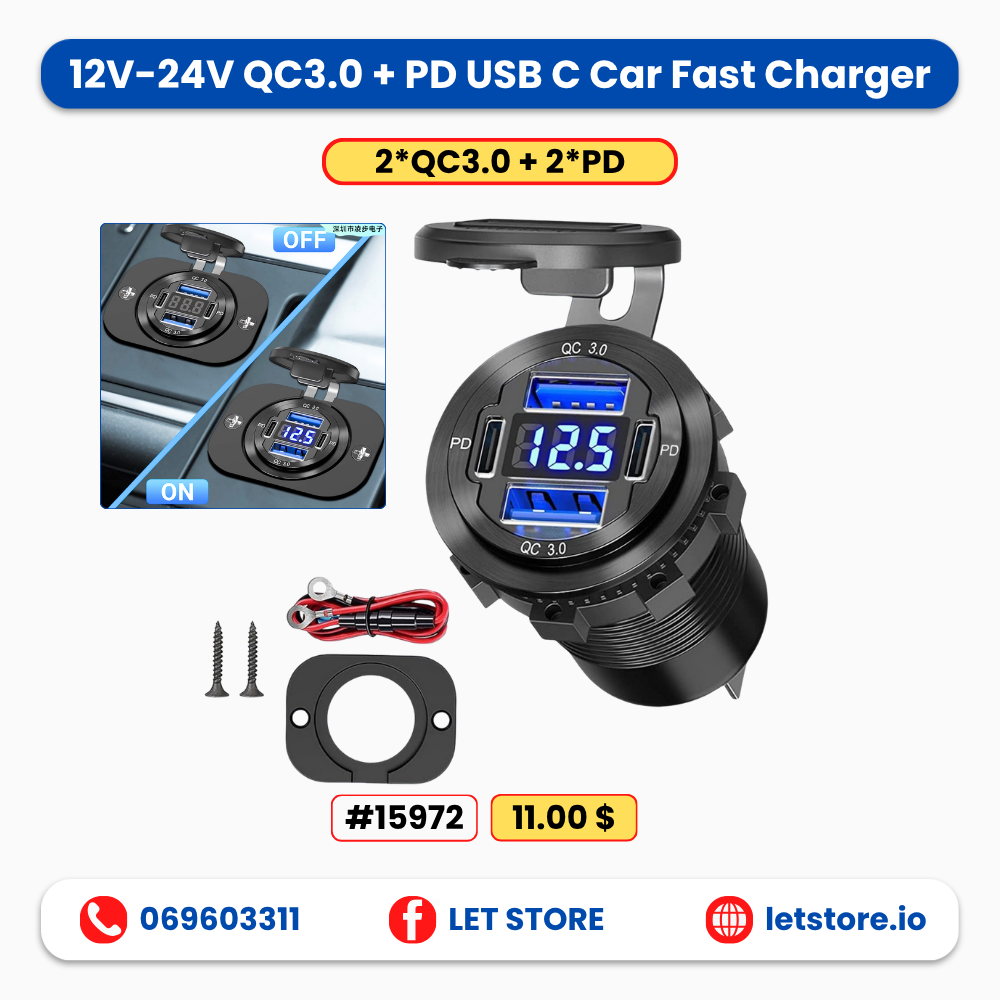 2*QC3.0+2*PD QC3.0 USB 12-24V