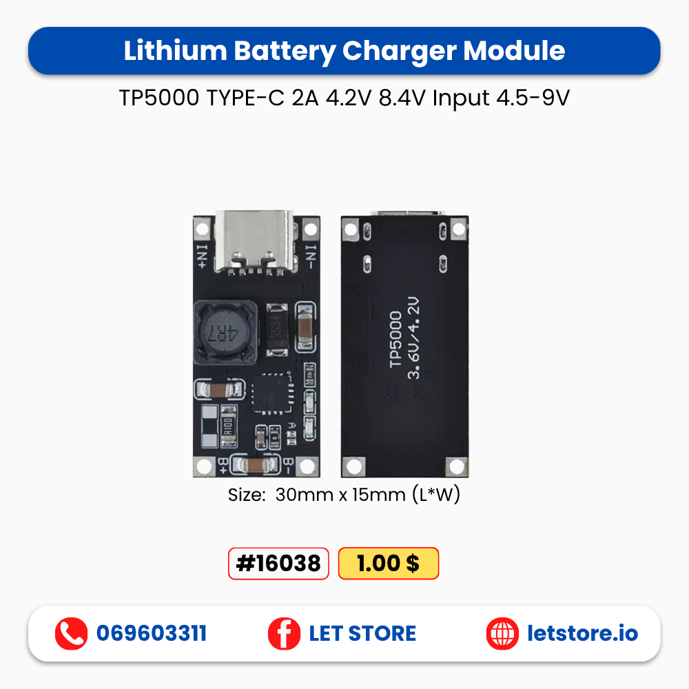 4.5-9V TP5000 TYPE-C 2A 4.2V 8.4V