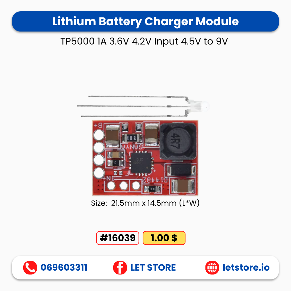 4.5-9V TP5000 Red 1A 3.6V 4.2V