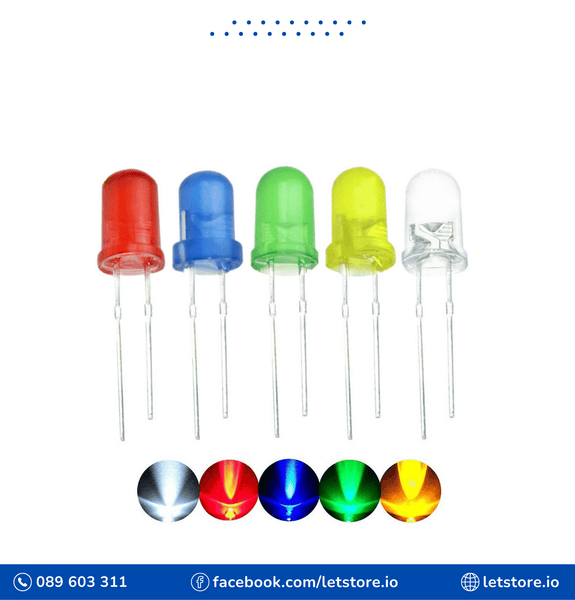 10PCS LED F5 5MM Round Light Emitting Diode Red Blue Yellow Green White Color