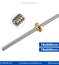 T8 Lead Screw OD 8mm Pitch 2mm Lead 2mm 500/600mm with Brass Nut