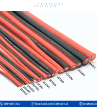 Silicone Rubber Wire 200 Degree Cables 10 12 14 16 18 20 22AWG Red Black Tinned Copper Wire Flexible
