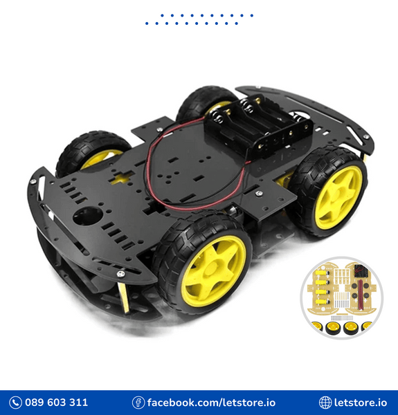 4WD Robot Chassis DIY Kit Double Layer Black Acrylic Robot Chassis
