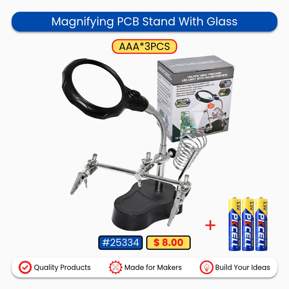 Magnifying PCB Stand With Glass