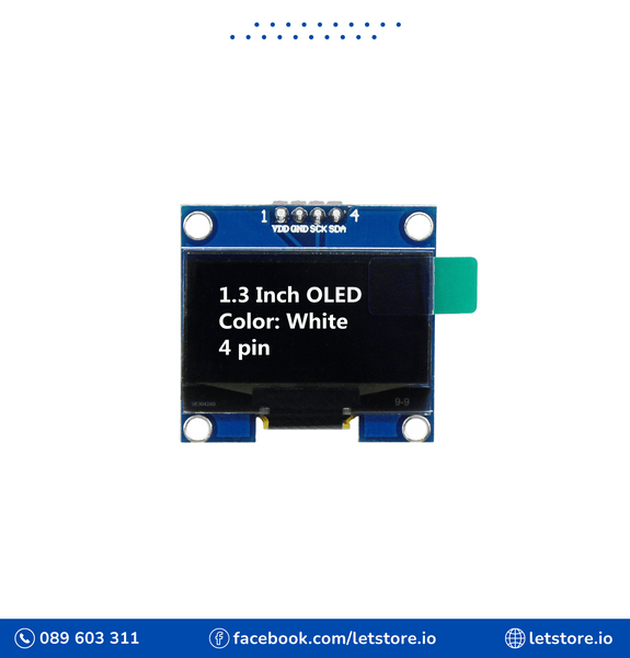 1.3 Inch I2C IIC 4pin 128x64 OLED Display Module White